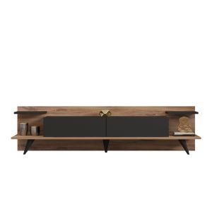 TV cabinet, Astry walnut with anthracite color, 180x36.8x45cm
