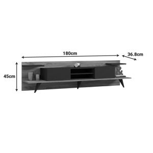 TV cabinet, Astry walnut with anthracite color, 180x36.8x45cm