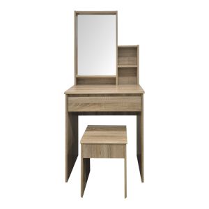 Dressing table Larnia with mirror and stool Sonoma 65x40x142cm