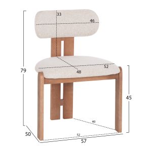 Трапезарен стол Karvo HM18252.01 платов цвят бежов - букова дървесина 57X50X79ВСМ.