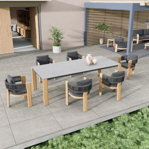 Dining table Baron SM6483.10 thermally transferred aluminum -- gray sintered stone 220X100X75 cm.