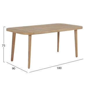 Dining table Florian HM6248 acacia wood in natural color 180X90X76 cm.