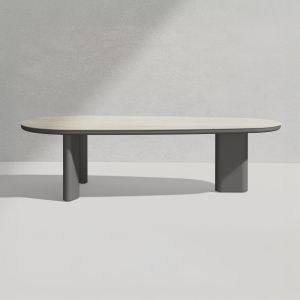 DINING TABLE OSIRIS SM6503.01 GREY ALUMINUM - BEIGE/GREY SINTERED STONE WITH TOP 280X120X74H