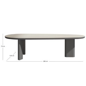 DINING TABLE OSIRIS SM6503.01 GREY ALUMINUM - BEIGE/GREY SINTERED STONE WITH TOP 280X120X74H