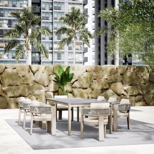 Dining table Punder HM6483.02 aluminum in cream white -- sintered stone top 220X100X75 cm.