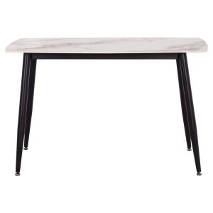Dining table Raven HM9854.04 ceramic top with natural Calacatta marble - black metal legs 120X70X73 cm.
