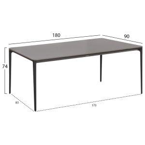 Dining table Stad HM6557.01 gray aluminum frame and sintered stone top 180X90X75HCM.