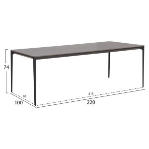 Dining table Stad HM6558.01 gray aluminum frame and sintered stone top 220X100X75HCM.