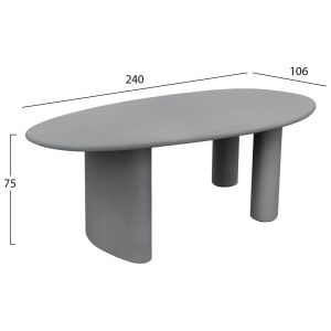 Dining table oval Volpe HM6599.01 fiber cement in gray 240X100X75 cm.