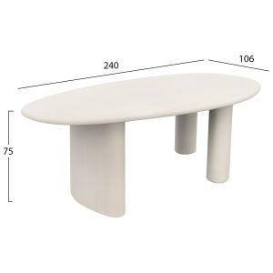 Oval dining table Volpe HM6599.02 fiber cement in beige 240X100X75 cm.