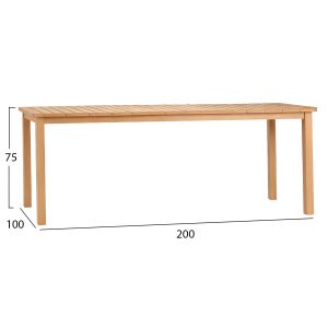 Rectangular dining table Finto HM6616 teak wood - natural color 200X100X75HCM.
