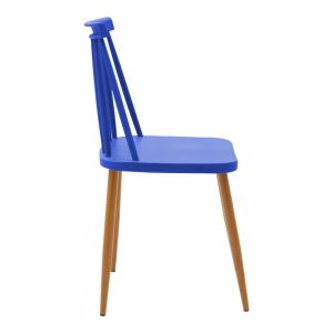 Трапезен стол Aurora син pp-естествен цвят метален крак 42x49.5x77см