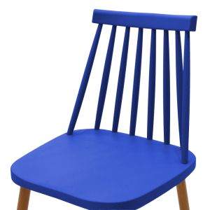 Трапезен стол Aurora син pp-естествен цвят метален крак 42x49.5x77см