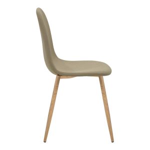 Трапезен стол Bella, бежов плат и метални крака в естествен цвят, 43.5x52x89см
