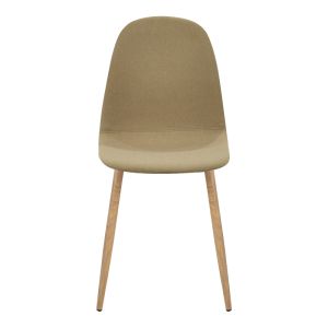 Трапезен стол Bella, бежов плат и метални крака в естествен цвят, 43.5x52x89см