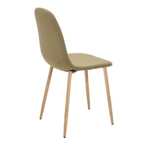 Трапезен стол Bella, бежов плат и метални крака в естествен цвят, 43.5x52x89см