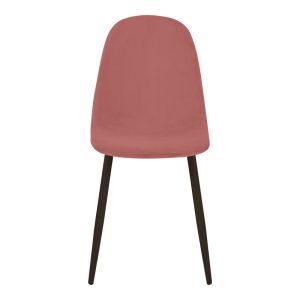 Трапезен стол Bella, кадифе от гнила ябълка и черен метален крак, 43.5x52x89см
