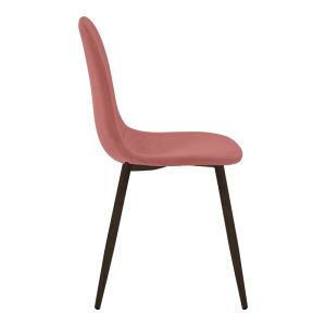 Трапезен стол Bella, кадифе от гнила ябълка и черен метален крак, 43.5x52x89см