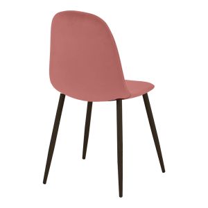 Трапезен стол Bella, кадифе от гнила ябълка и черен метален крак, 43.5x52x89см