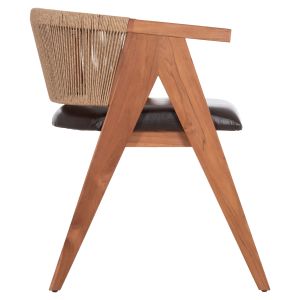 Трапезен стол Brann HM18238.11 тиково дърво-въже-кафяв Pu 60X67X76ВСМ.