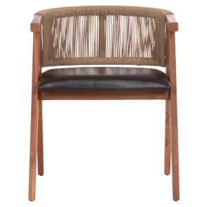 Трапезен стол Brann HM18238.11 тиково дърво-въже-кафяв Pu 60X67X76ВСМ.