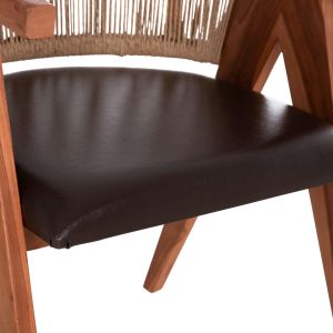 Трапезен стол Brann HM18238.11 тиково дърво-въже-кафяв Pu 60X67X76ВСМ.