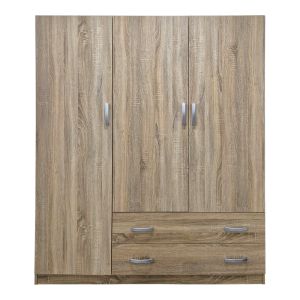 Трикрилен гардероб с 2 чекмеджета Alvia sonoma 150x51x180см