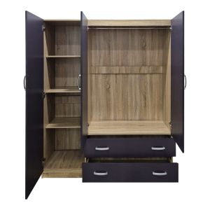 Трикрилен гардероб с 2 чекмеджета Alvia sonoma-antracit 150x51x180см