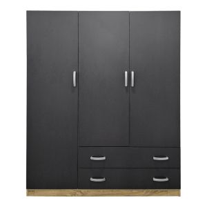 Трикрилен гардероб с 2 чекмеджета Alvia sonoma-antracit 150x51x180см