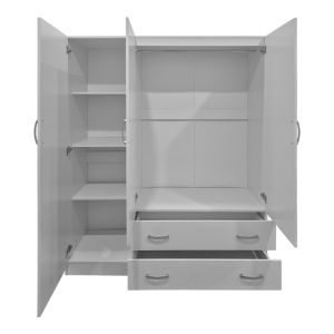 Трикрилен гардероб с 2 чекмеджета Алвия бял 150x51x180см