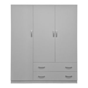 Трикрилен гардероб с 2 чекмеджета Алвия бял 150x51x180см