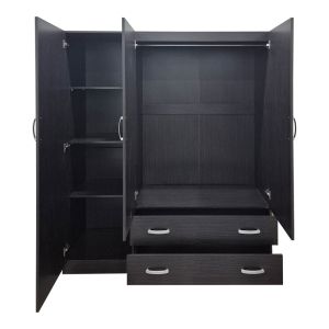 Трикрилен гардероб с 2 чекмеджета Алвия венге 150x51x180 см