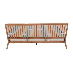 Three-seater garden sofa with cushions Dahlia solid teak in natural color with cream cushions 190X76X82CM