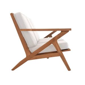 Three-seater garden sofa with cushions Dahlia solid teak in natural color with cream cushions 190X76X82CM