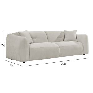 Three-seater sofa Junoa HM3333.02 ecru fabric 228X89X74WCM.
