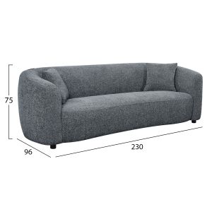 Three-seater sofa Nord HM3321.01 gray fabric 230X96X75 cm.