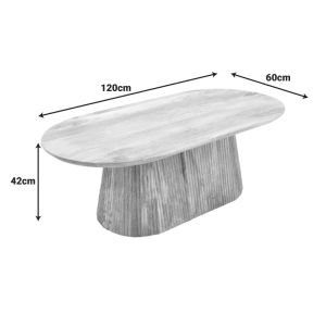 Aithra coffee table, solid mango wood in natural shade, 120x60x42 cm