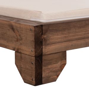 Шезлонг за плаж Korinos HM10771.60T от борова дървесина в орех -- възглавница в бежово 79X204X77 см.