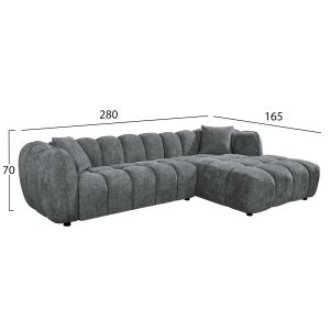 Corner sofa (right) Lykke HM3326.01R gray fabric 280X89-165X70ВСМ.