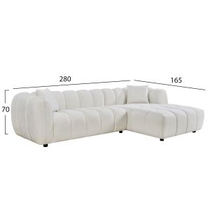 Corner sofa (right) Lykke HM3326.02R ecru fabric 280X89-165X70ВСМ.