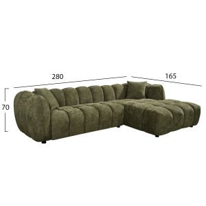 Corner sofa (right) Lykke HM3326.03R green fabric 280X89-165X70ВСМ.