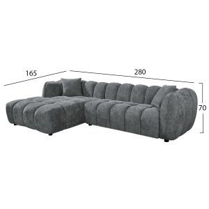 Corner sofa (left) Lykke HM3326.01L gray fabric 280X89-165X70ВСМ.