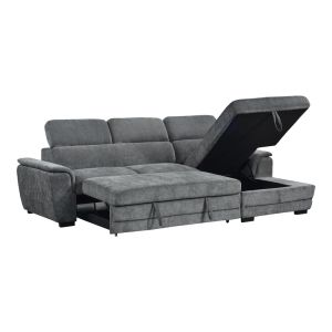 Dreamora corner sofa bed left with storage, anthracite, fabric, 270x167x82cm