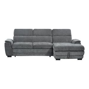 Dreamora corner sofa bed left with storage, anthracite, fabric, 270x167x82cm