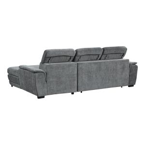 Dreamora corner sofa bed left with storage, anthracite, fabric, 270x167x82cm