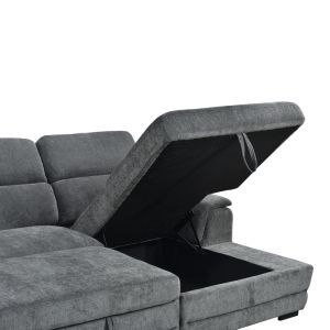 Dreamora corner sofa bed left with storage, anthracite, fabric, 270x167x82cm