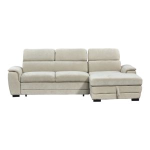 Dreamora corner sofa bed left with storage space, beige fabric, 270x167x82cm