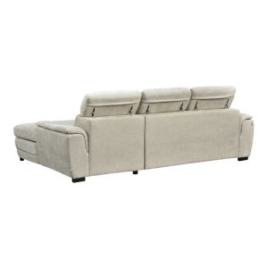 Dreamora corner sofa bed left with storage space, beige fabric, 270x167x82cm