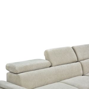 Dreamora corner sofa bed left with storage space, beige fabric, 270x167x82cm