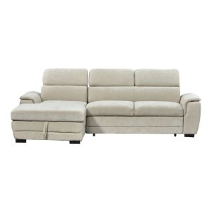 Dreamora corner sofa bed with storage, beige, fabric, 270x167x82cm